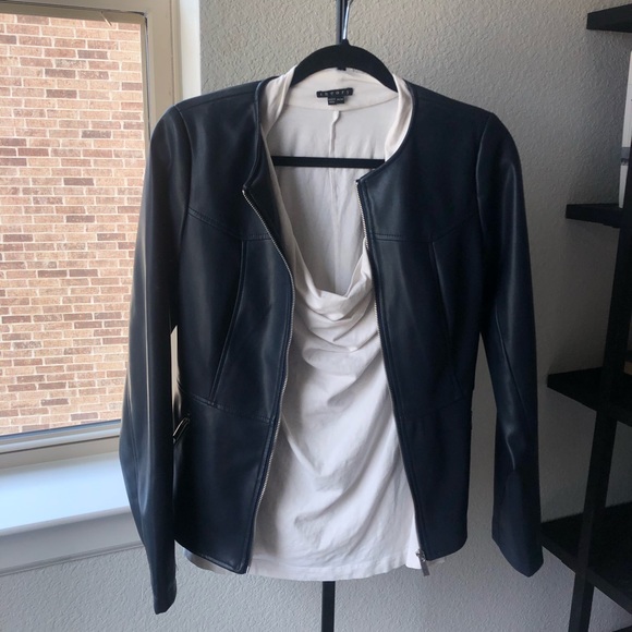 ZARA Gorgeous Navy Leather Jacket - Picture 7 of 7